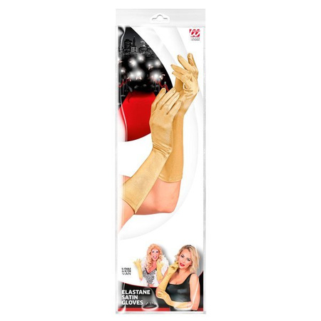 RĘKAWICZKI SATYNOWE ZŁOTE 40 CM