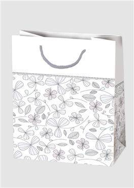 TORBA NA PREZENTY BROKATOWE KWIATY 16X24X7 CM