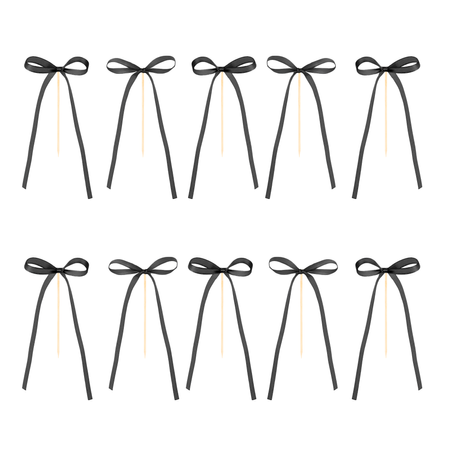 TOPPERY NA TORT KOKARDKI CZARNE DIY 10 SZT 16 CM