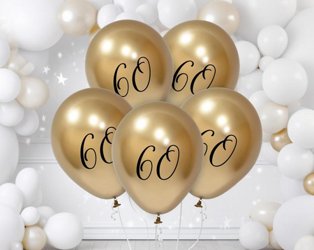BALONY 60 CYFRA 30 CM 5 SZT ZŁOTE 