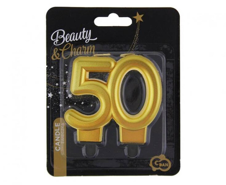 ŚWIECZKA URODZINOWA CYFRA 50 ZŁOTA