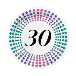 TALERZYKI PAPIEROWE RAINBOW DOTS 30 23CM 10 SZT.