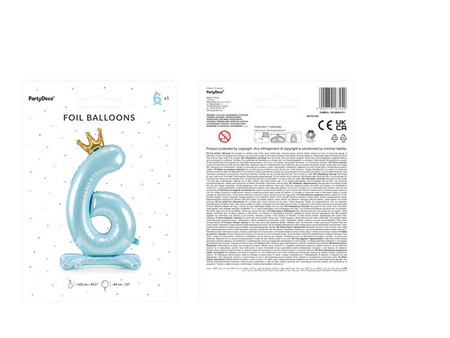 STOJĄCY BALON FOLIOWY CYFRA 6 BŁĘKIT