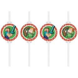 SŁOMKI PAPIEROWE MINECRAFT 4 SZT