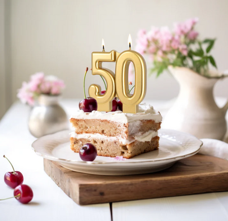 ŚWIECZKA URODZINOWA CYFRA 50 7,7 CM ZŁOTA 