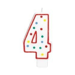 ŚWIECZKA URODZINOWA CYFRA 4 KROPKI 11cm