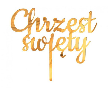 DEKORACJA AKRYLOWA NA TORT CHRZEST ŚWIĘTY ZŁOTA 11 X 13 CM