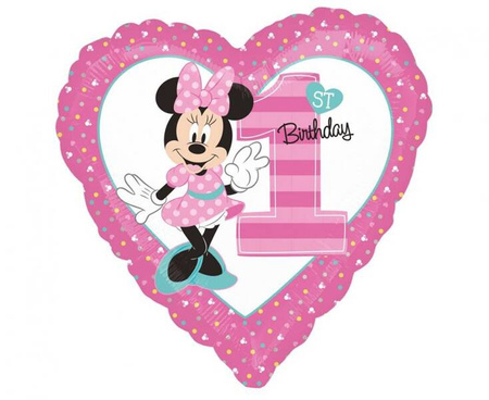 Balon foliowy 18 HRT - Minnie Mouse 1st Birthday 