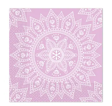 ZESTAW MANDALA FIOLETOWE TALERZYKI+KUBECZKI+SERWETKI
