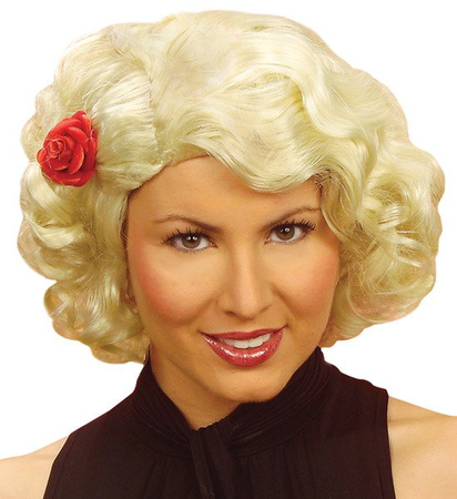 PERUKA BLOND Z RÓŻĄ