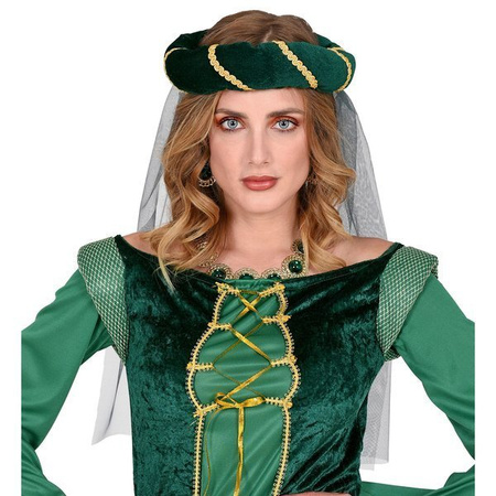 ŚREDNIOWIECZNE NAKRYCIE GŁOWY Z WELONEM ZIELONE