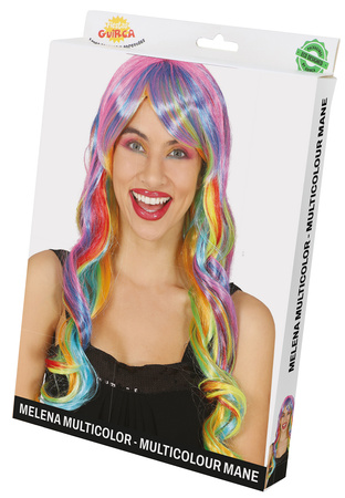 PERUKA DŁUGIE WŁOSY Z GRZYWKĄ MULTIKOLOR