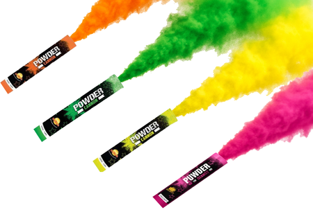 ZESTAW TUB Z KOLOROWYM PROSZKIEM HOLI: RÓŻOWA + POMARAŃCZOWA + ŻÓŁTA + ZIELONA 