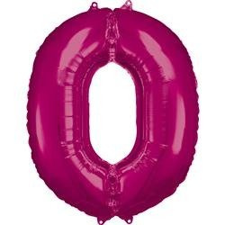 BALON FOLIOWY CYFRA 0 RÓŻOWY 88 CM