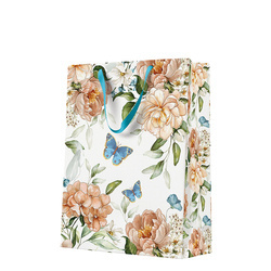 TORBA PREZENTOWA NIEBIESKIE MOTYLE 30X41X12 CM