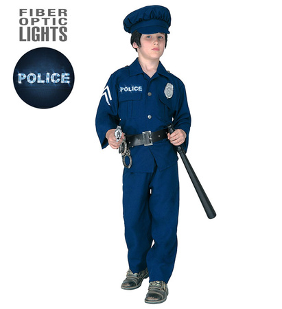 "POLICE OFFICER" (jacket with light-up writing, pants, belt, hat)