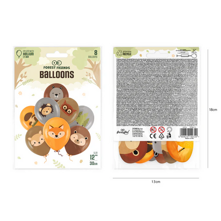 BALONY LATEKSOWE LEŚNI PRZYJACIELE 30 CM 8 SZT.