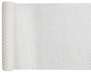 BIEŻNIK ZŁOTE KROPKI BIAŁY 26 X 300 CM
