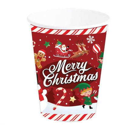 KUBECZKI PAPIEROWE MERRY CHRISMAS ELF 240 ML 6 SZT.