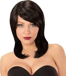 PERUKA DAMSKA CZARNA GRZYWKA NA BOK