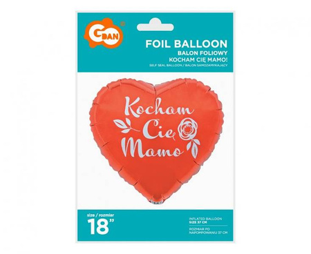 BALON FOLIOWY SERCE KOCHAM CIĘ MAMO 18 CALI