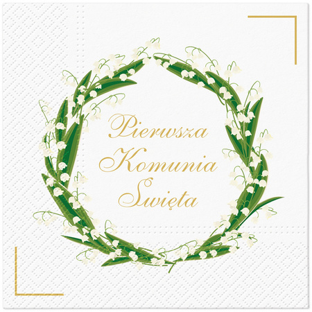 SERWETKI PAPIEROWE KOMUNIJNE KONWALIE 20 SZT 33 CM