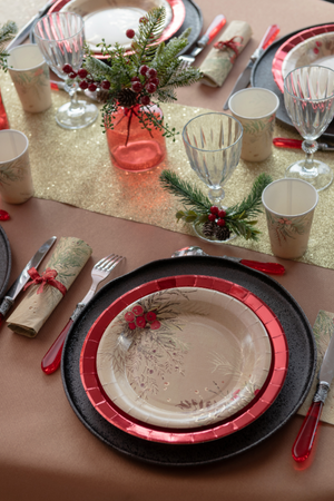 TALERZYKI PAPIEROWE ŚWIĄTECZNE JARZĘBINA 23 CM 10 SZT