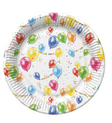 TALERZYKI PAPIEROWE KOLOROWE BALONY 18 CM