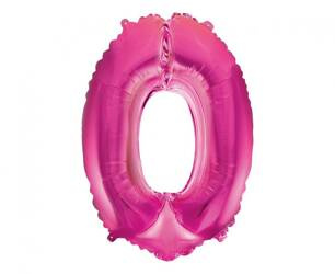 BALON FOLIOWY CYFRA 0 RÓŻOWA 35 CM