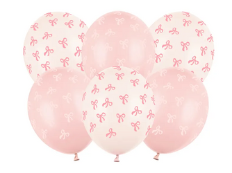 BALONY LATEKSOWE Z KOKARDKAMI RÓŻOWE 6 SZT 30 CM