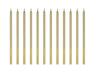 ŚWIECZKI URODZINOWE GŁADKIE ZŁOTE 14 CM 12 SZT.