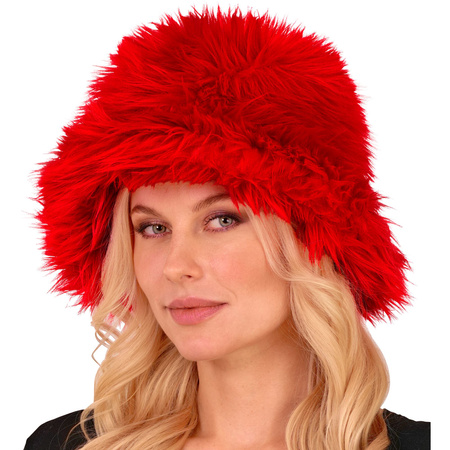 CZAPKA PLUSZOWA CZERWONA FUTRO