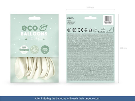 BALONY ECO 30cm METALIZOWANE BIAŁE 10szt