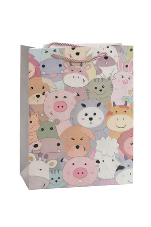 TOREBKA PREZENTOWA ZWIERZĄTKA BROKATOWA 26 X 32 X 10 CM