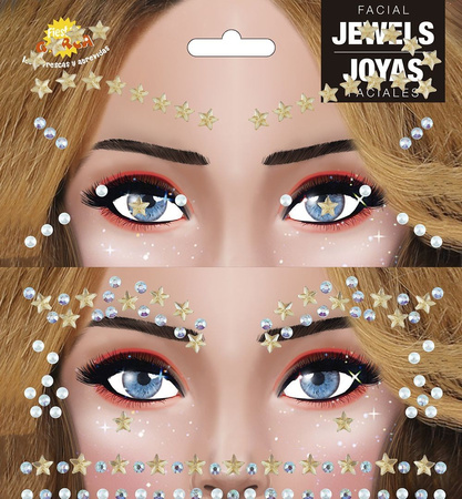 DEKORACJA NA TWARZ SREBRNO-ZŁOTE KRYSZTAŁKI