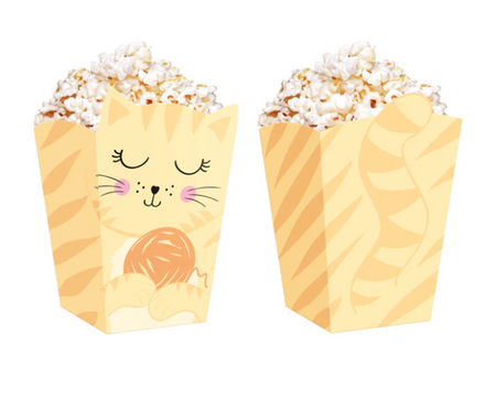 PUDEŁKA NA POPCORN KOTKI 6 SZT