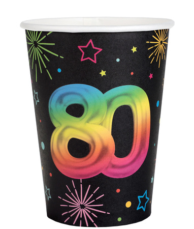 KUBECZKI PAPIEROWE FIESTA 80 URODZINY 270 ML 6 SZT