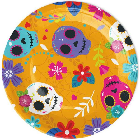 TALERZYKI PAPIEROWE MEKSYKAŃSKIE HALLOWEEN 18 CM 6SZT.