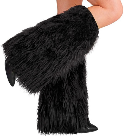OCIEPLACZE NA NOGI CZARNE FUTRZASTE
