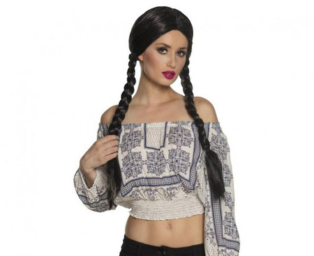 Peruka Natascha warkocze czarne długie włosy oktoberfest