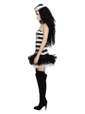 Fever Convict Cutie Costume, Black & White