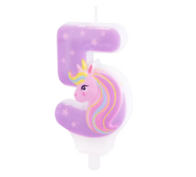 ŚWIECZKA NA TORT JEDNOROŻEC CYFRA 5