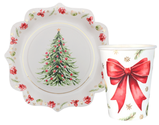 ZESTAW ŚWIĄTECZNA CHOINKA TALERZYKI+KUBECZKI