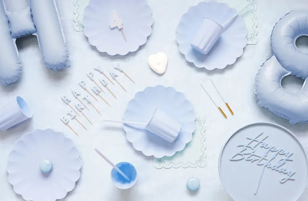 ŚWIECZKI URODZINOWE GŁADKIE BŁĘKIT 14 CM 12 SZT