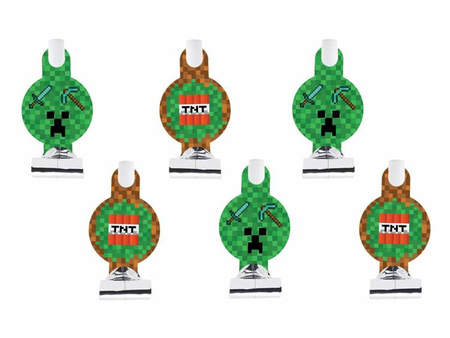 TRĄBKI URODZINOWE PIKSELE 6 SZT