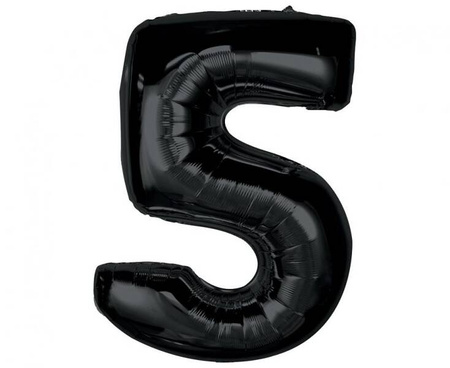 BALON FOLIOWY CYFRA 5 CZARNA 92 CM