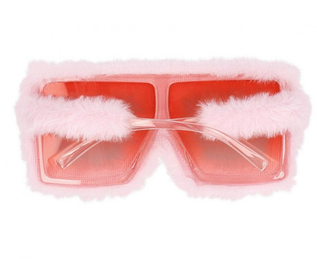 Okulary party puszyste różowe z futerkiem unisex party 