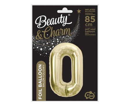 BALON FOLIOWY CYFRA 0 SZAMPAŃSKA 85 CM