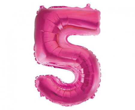 BALON FOLIOWY CYFRA 5 RÓŻOWA 35 CM