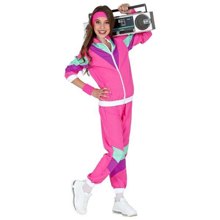 STRÓJ DRES LATA 80 DZIECIĘCY RÓŻOWY